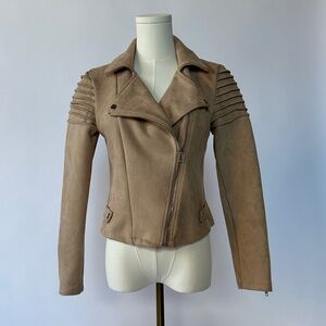Moto Jacket Luxxel Faux Suede Tan Small